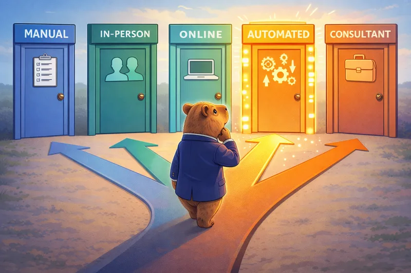 Capibara eligiendo entre 5 caminos diferentes para adelantar la cita de visa