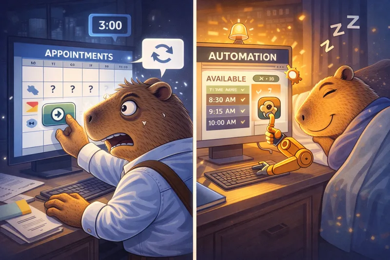 Comparación: capibara estresado revisando el sistema manualmente vs capibara relajado con reprogramación profesional